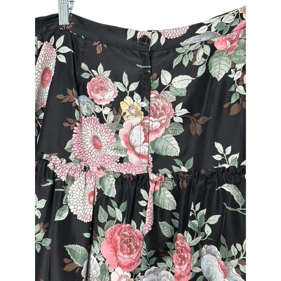 Vintage 70's Personal Division of Leslie Fay Rose Print Tired Maxi Skirt Size 18 - Picture 6 of 8